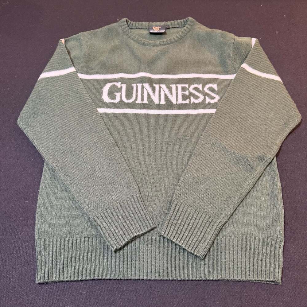 Guinness Vintage Style Green Knit Sweater Size Large
